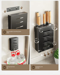 Kitchen knife storage box, knife holder, non-perforation, wall-mounted rack, kitchen items，kitchen accessories organizer