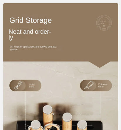 Kitchen knife storage box, knife holder, non-perforation, wall-mounted rack, kitchen items，kitchen accessories organizer